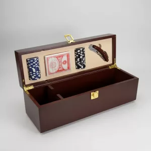 Caja Madera Para Vino Estuche + Set Poker Y Sacacorcho Bar