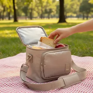Lonchera Terrano Con Bolsillo Conservadora Termica Lunchera Beige