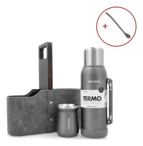 Kit Matero Terrano Mate Termo Base Silicona Matera Bombilla Arena Mate C/tapa