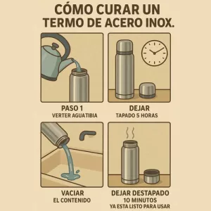 Kit Matero Terrano Termo 750ml Mate C/tapa + Bombilla Regalo Rosa - Mate Con Tapa