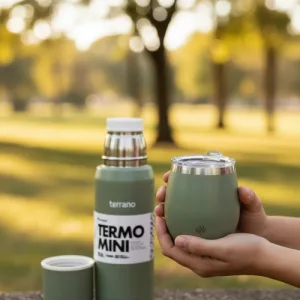 Kit Set Terrano Mini 500 Ml Bombilla De Regalo 5 Años Gtia C/ Tapa Oliva