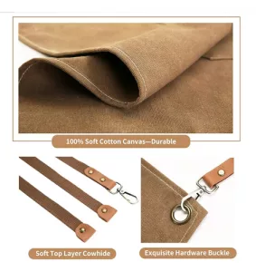 Delantal Trabajo Taller Lona Encerada Carpinteria Jardinero Beige