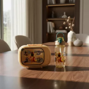 Set Lonchera + Botella 600ml Vianda Escolar Niños Merienda Naranja