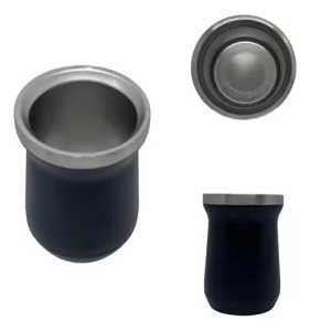 Mate Acero Inox. 160ml Termico Camionero Chico Mini Negro Negro