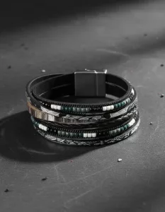 Pulsera Cuero Tejida Mujer - Hebilla Magnética Aleación Negro 10 Cm 21 Cm