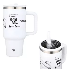 Terrano Spotie Cup Vaso Termico 946 Ml Con Pico Acero Inox Negro Lisa