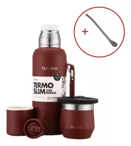 Kit Matero Terrano Termo 750ml C/asa Mate Tapa + Bombilla