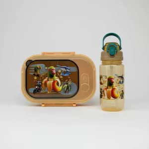 Set Lonchera + Botella 600ml Vianda Escolar Niños Merienda Naranja
