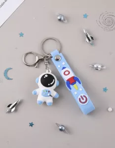 Llavero De Goma Con Gancho Y Asa Astronauta Negro Onix