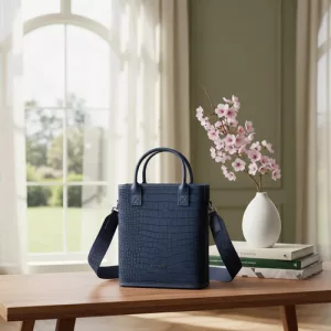 Matera Bolso Terrano Safari Simil Croco Correa Ajustable Croco Azul