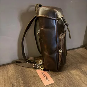 Mochila Cuero Amatipe Convertible A Morral Elegante Casual Coffee