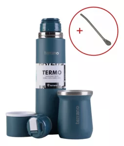Kit Matero Terrano Termo 750ml Mate C/tapa + Bombilla Regalo Petroleo - Mate Tradicional
