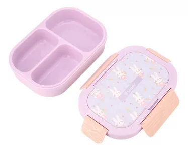 Lonchera Terrano Kids Escolar Lunch Box Cubiertos Niño Lila Conejo