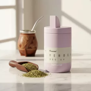 Yerbera Acero Inox 350gr Terrano Grande Pico Vertedor Lila
