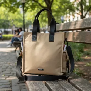 Bolso Terrano C/correa Cartera Amplia Dama Bolsillos Mujer Taupe Lisa Negro
