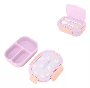 Lonchera Terrano Kids Escolar Lunch Box Cubiertos Niño Lila Conejo