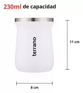 Kit Matero Terrano Termo 750ml Mate C/tapa + Bombilla Regalo Blanco - Mate Tradicional