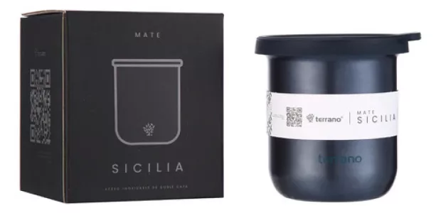 Mate Terrano Acero Inox C/tapa Silicona Hermetico 130gr Azul Metal