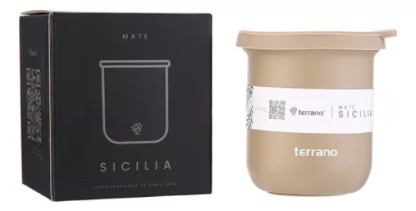 Mate Terrano Acero Inox C/tapa Silicona Hermetico 130gr Arena