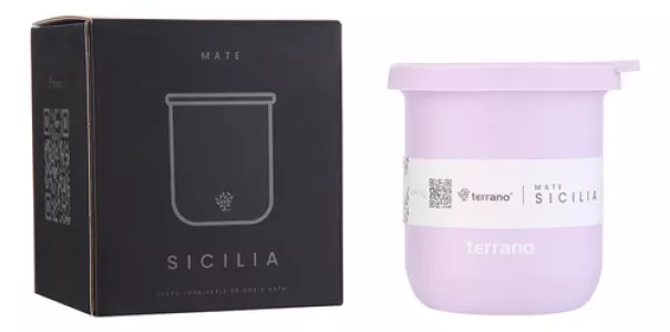 Mate Terrano Acero Inox C/tapa Silicona Hermetico 130gr Lila