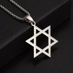 Cadena Colgante Estrella De David Hombre Mujer Acero Premium Plateado