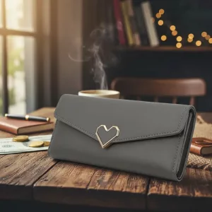 Monedero Billetera Dama De Mano Con Broche Corazón