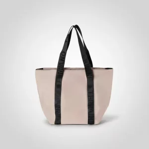 Bolso Terrano De Lona Aviador Con Asas Negras Para Mujer Beige