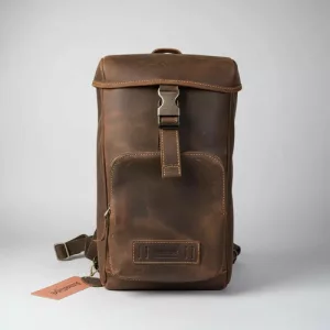 Mochila Cuero Amatipe Convertible A Morral Elegante Casual Mocca