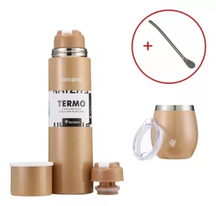 Kit Matero Terrano Termo Acero 750ml Mate C/tapa + Bombilla