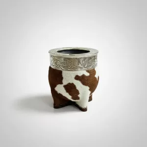 Mate Imperial Cuero Animal Print Alpaca Cincelado Forrado Vaca Sol Ceramica