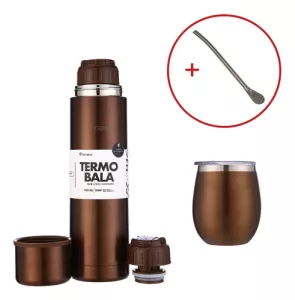 Kit Termo 750ml Terrano Mate Acero Inox C/tapa + Bombilla Cooper