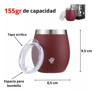 Kit Matero Terrano Termo 750ml Mate C/tapa + Bombilla Regalo Bordo - Mate Con Tapa