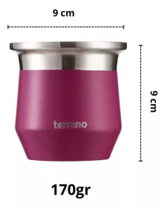 Kit Termo 1lt Mate Tapa Silicona Acero Inox Terrano Bombilla Violeta